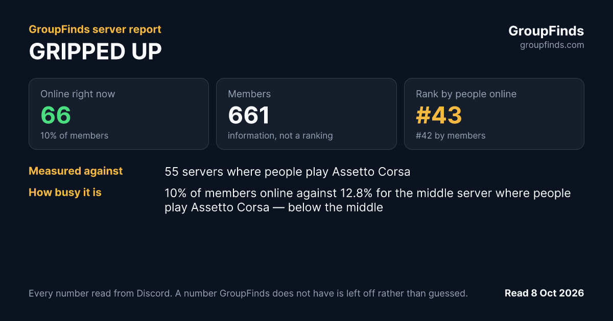 GRIPPED UP's GroupFinds server report