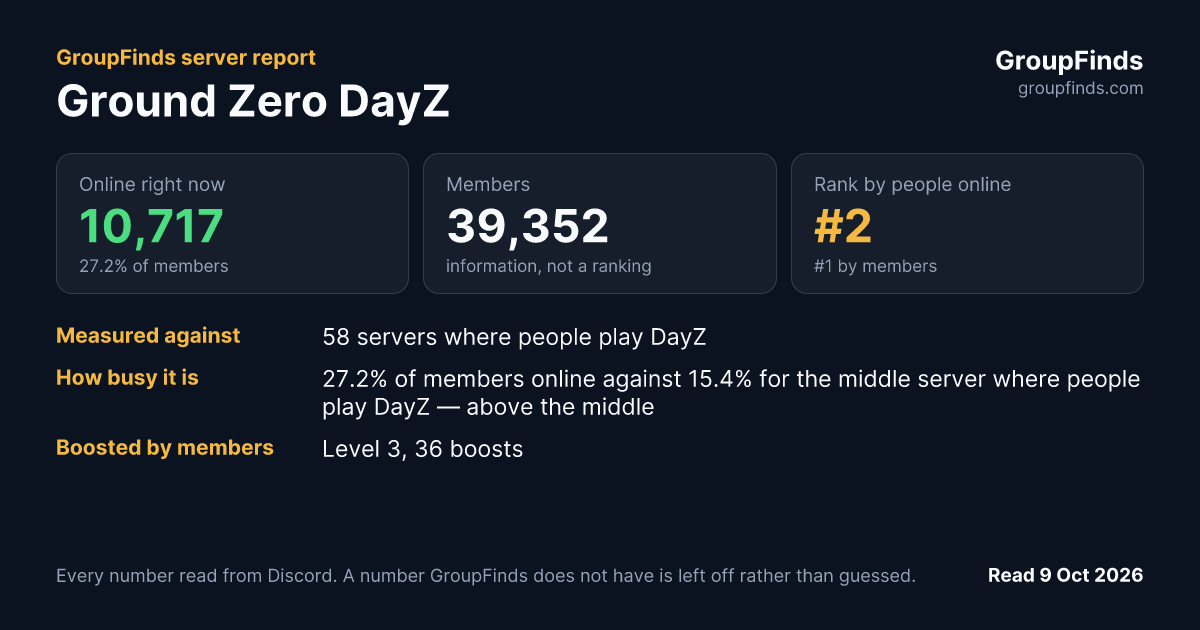 Ground Zero DayZ's GroupFinds server report