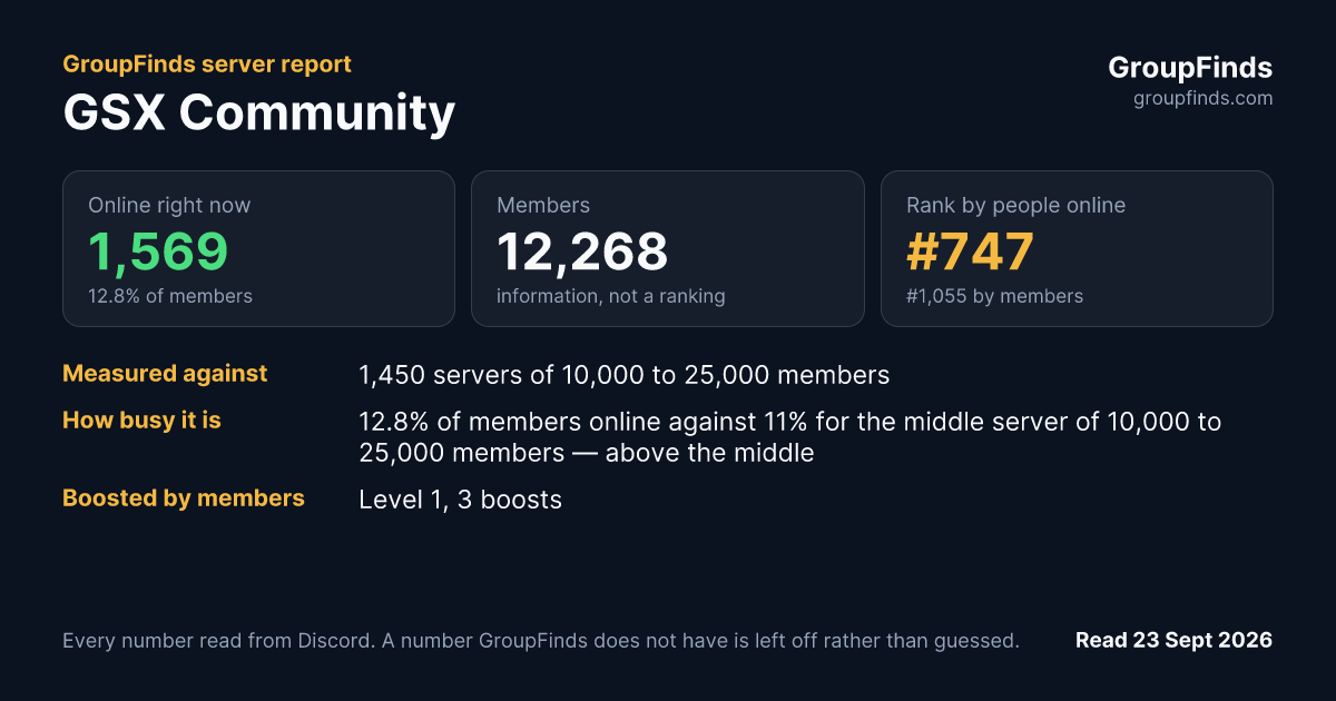 GSX Community's GroupFinds server report