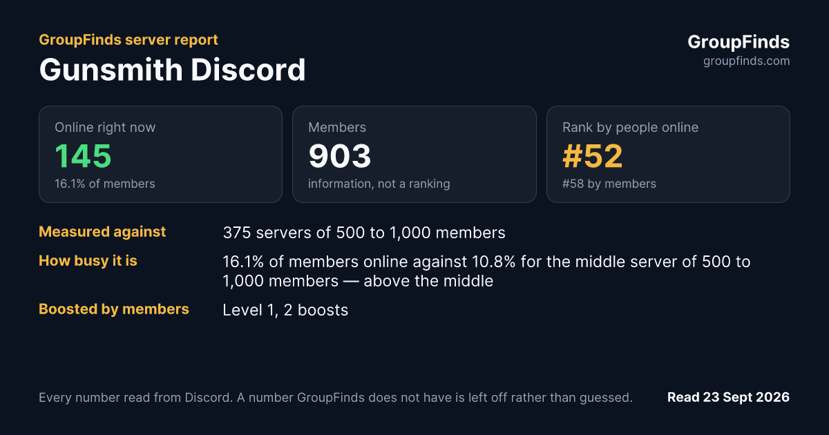 Gunsmith Discord's GroupFinds server report