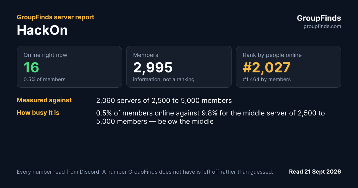 HackOn's GroupFinds server report