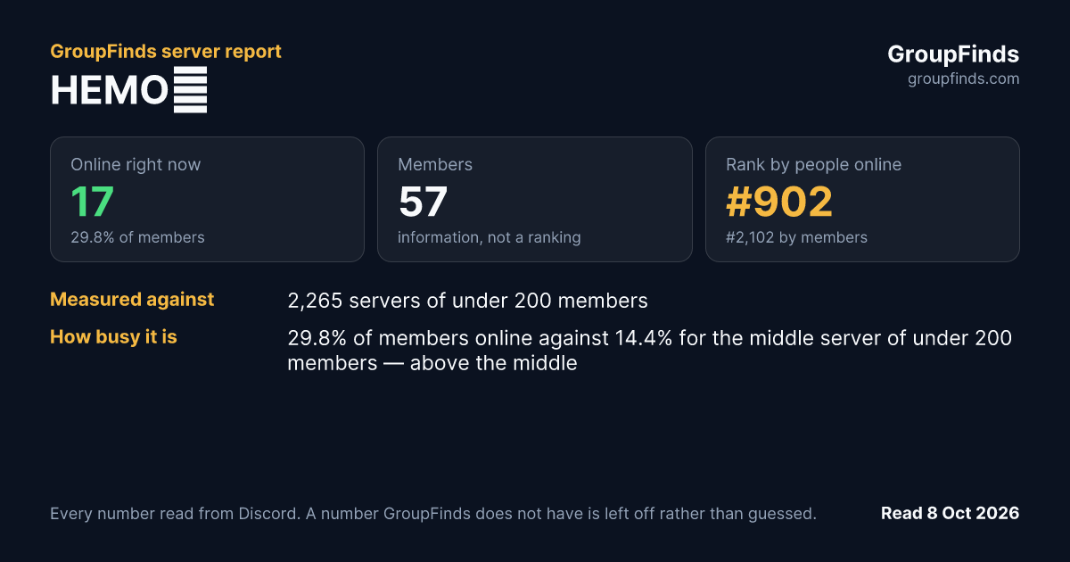 HEMO家's GroupFinds server report