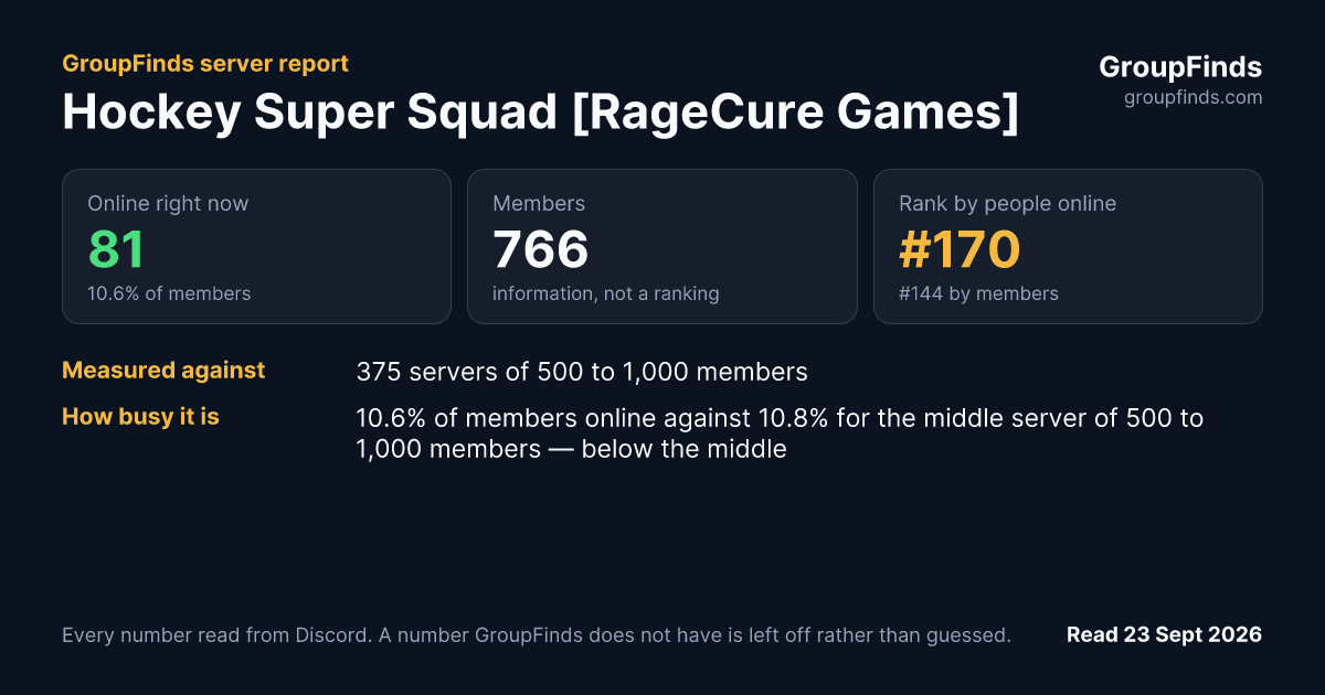 Hockey Super Squad [RageCure Games]'s GroupFinds server report