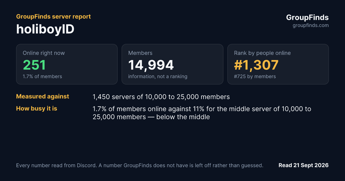 holiboyID's GroupFinds server report