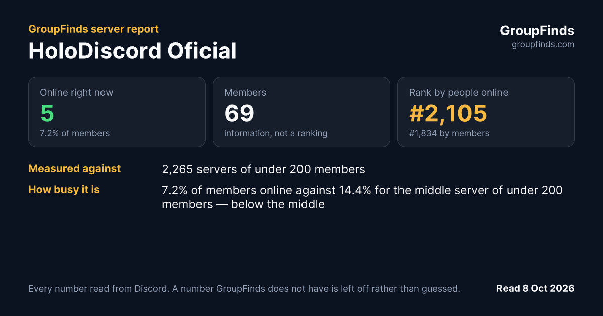 HoloDiscord Oficial's GroupFinds server report