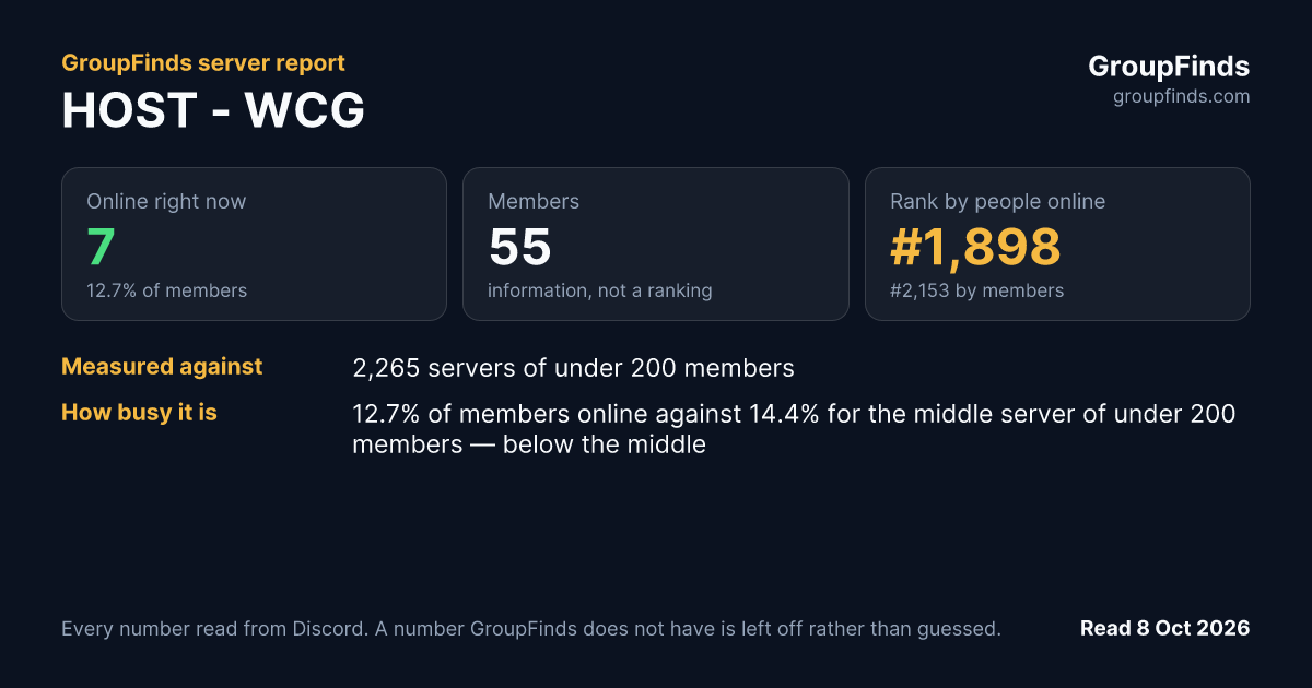 HOST - WCG's GroupFinds server report