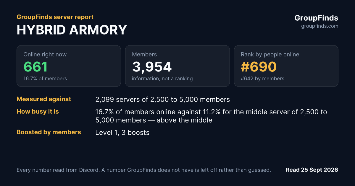 HYBRID ARMORY's GroupFinds server report