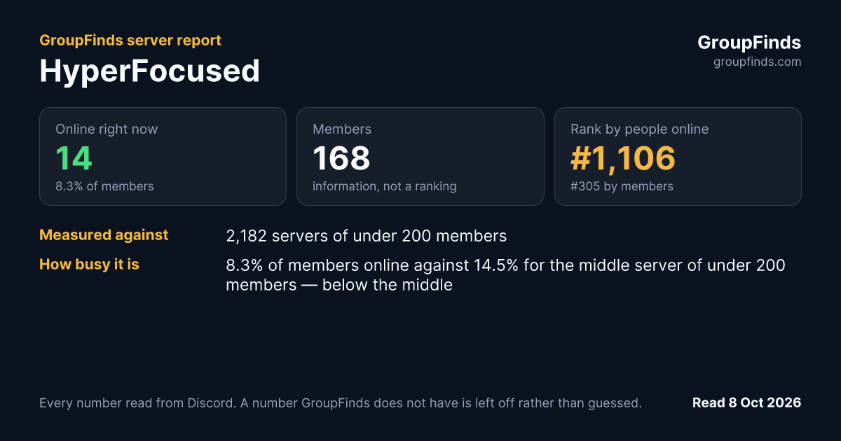 HyperFocused's GroupFinds server report