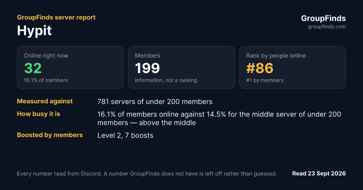 Hypit's GroupFinds server report