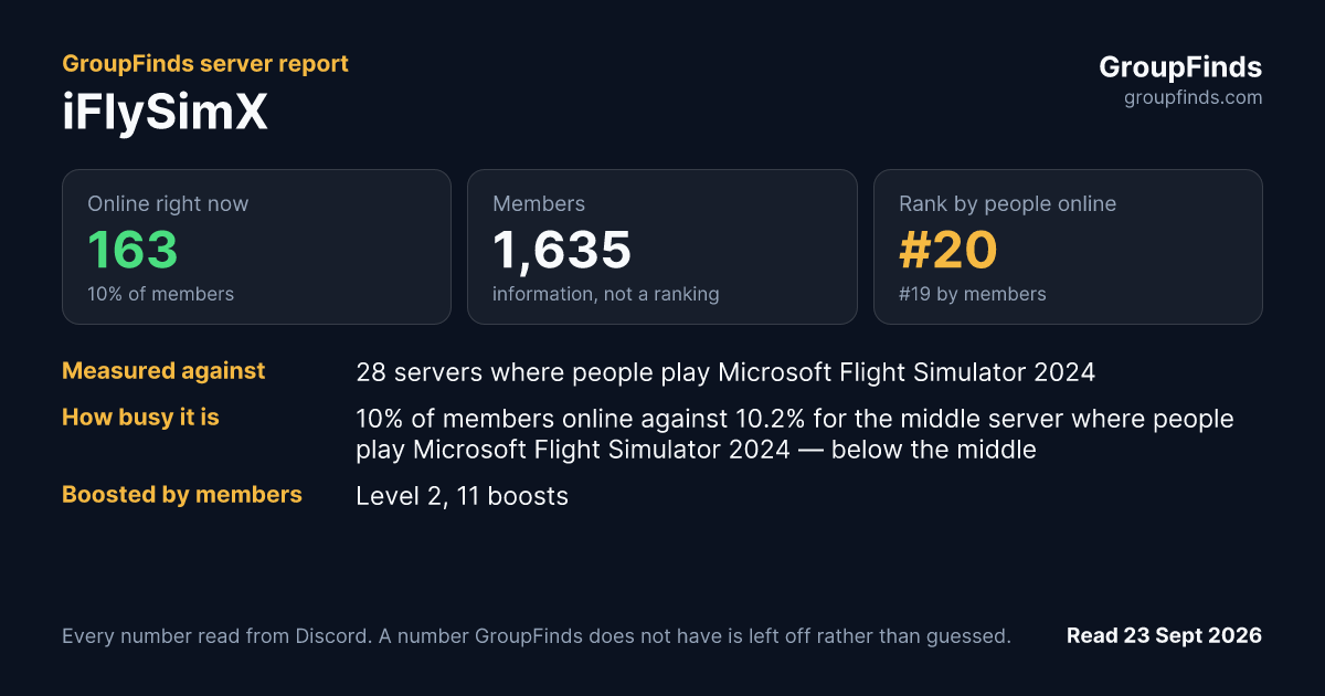 iFlySimX's GroupFinds server report