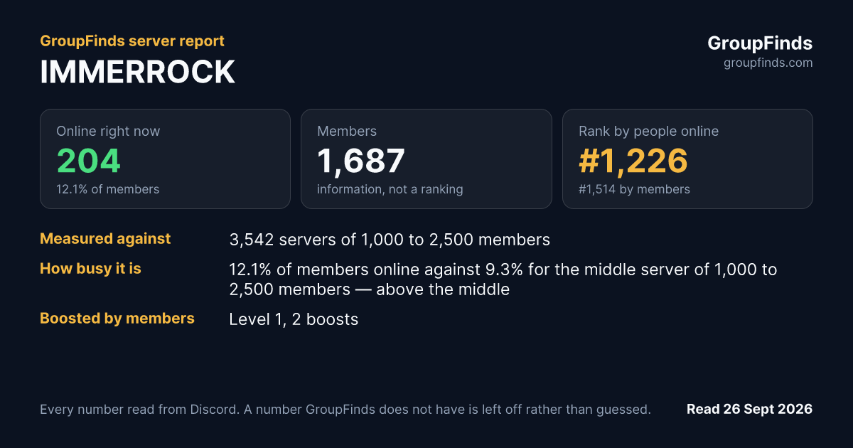 IMMERROCK's GroupFinds server report