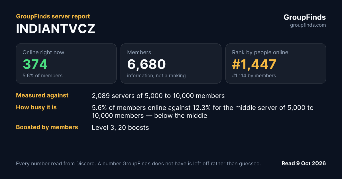 INDIANTVCZ's GroupFinds server report