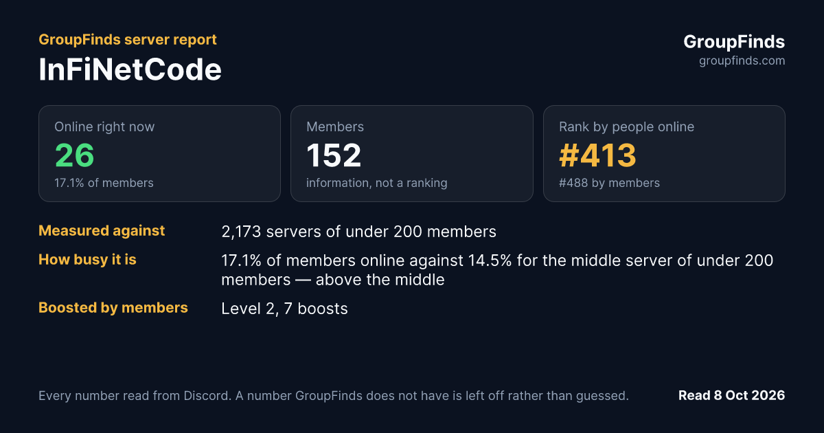 InFiNetCode's GroupFinds server report