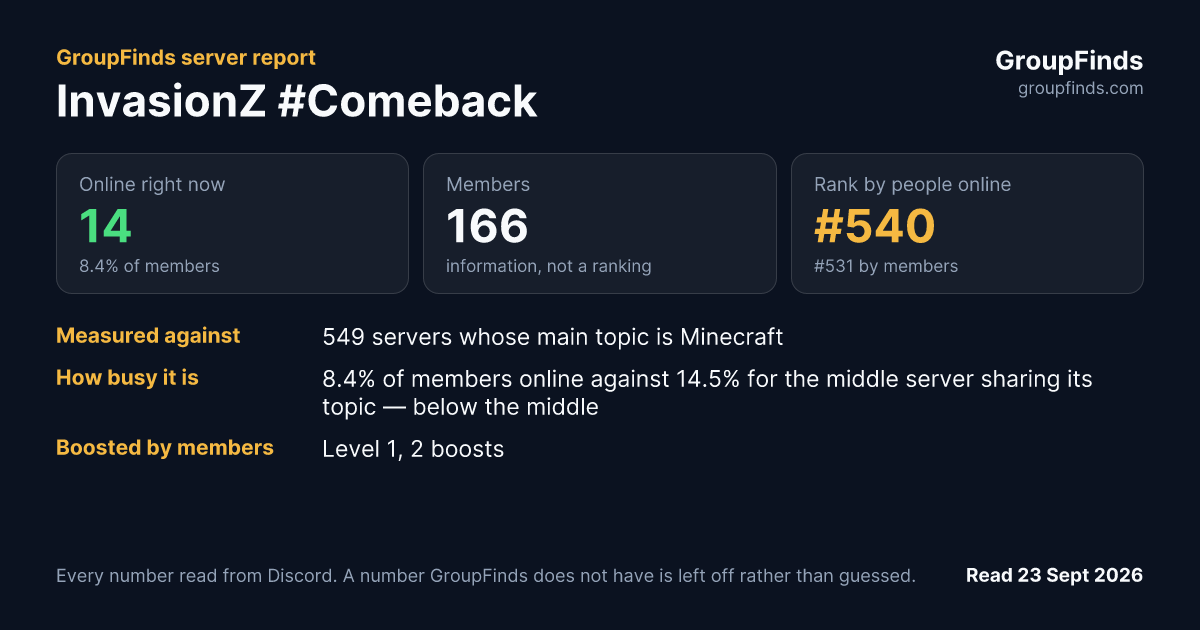 InvasionZ #Comeback's GroupFinds server report