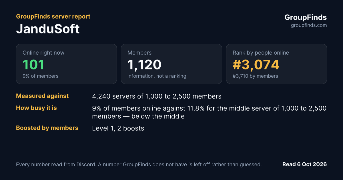 JanduSoft's GroupFinds server report