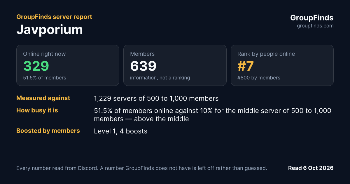 Javporium's GroupFinds server report