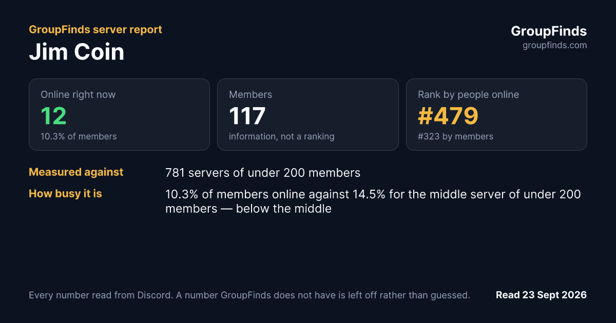 Jim Coin's GroupFinds server report