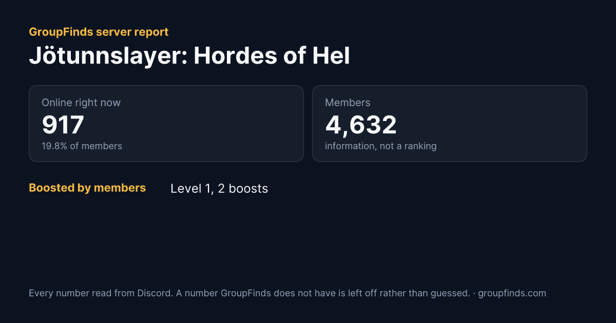 Jötunnslayer: Hordes of Hel's GroupFinds server report