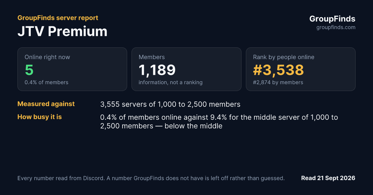 JTV Premium's GroupFinds server report