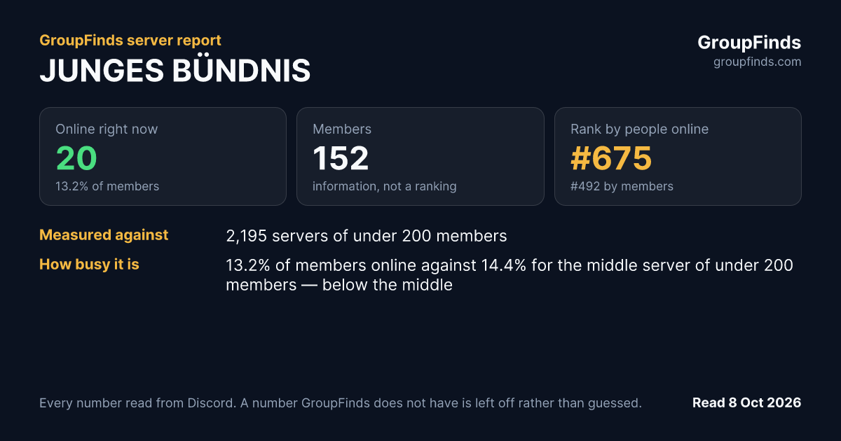 JUNGES BÜNDNIS's GroupFinds server report