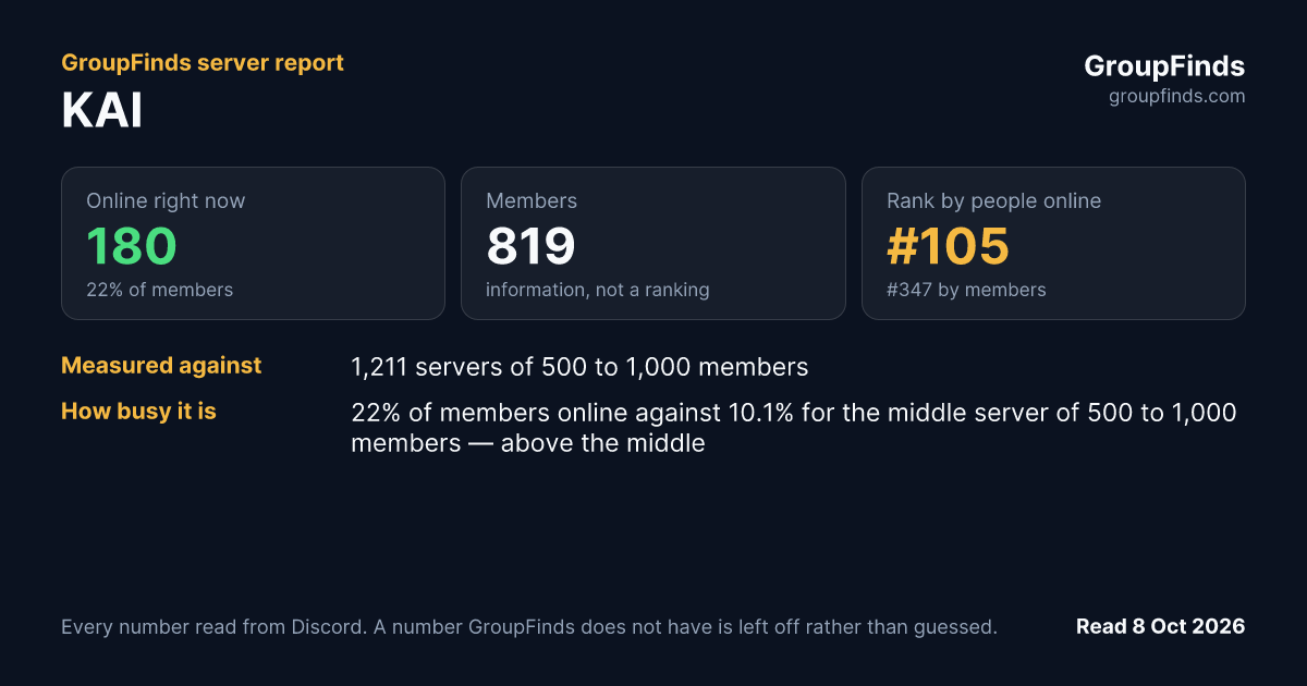 KAI's GroupFinds server report