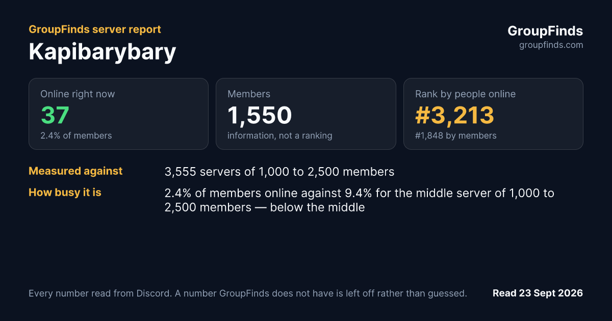 Kapibarybary's GroupFinds server report