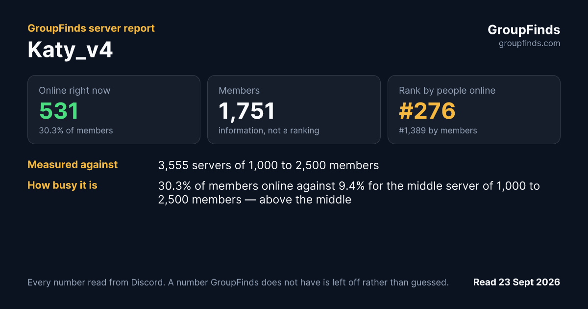 Katy v4's GroupFinds server report