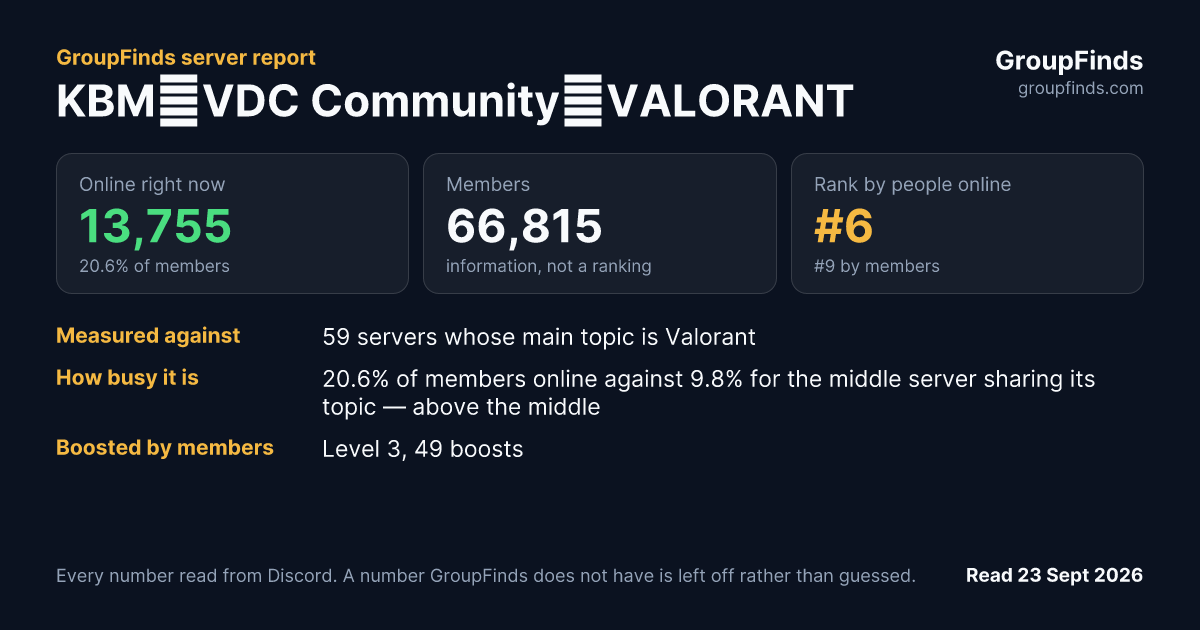 KBM│VDC Community・VALORANT's GroupFinds server report