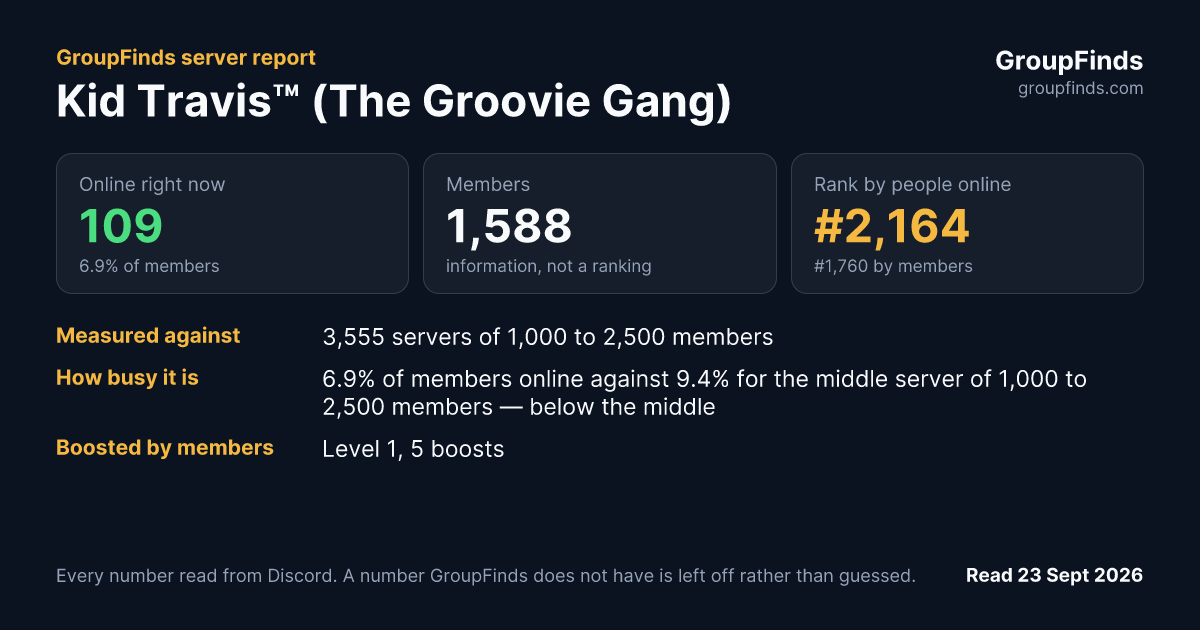 Kid Travis™ (The Groovie Gang)'s GroupFinds server report