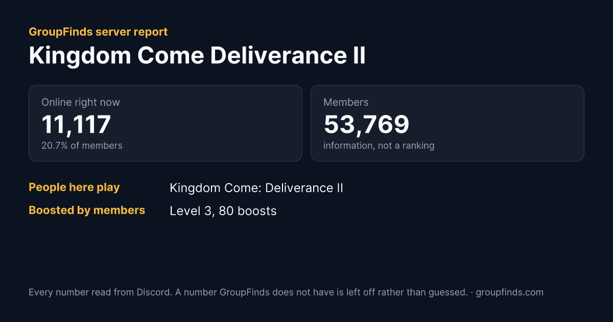 Kingdom Come Deliverance II's GroupFinds server report