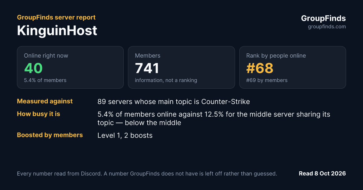 KinguinHost's GroupFinds server report