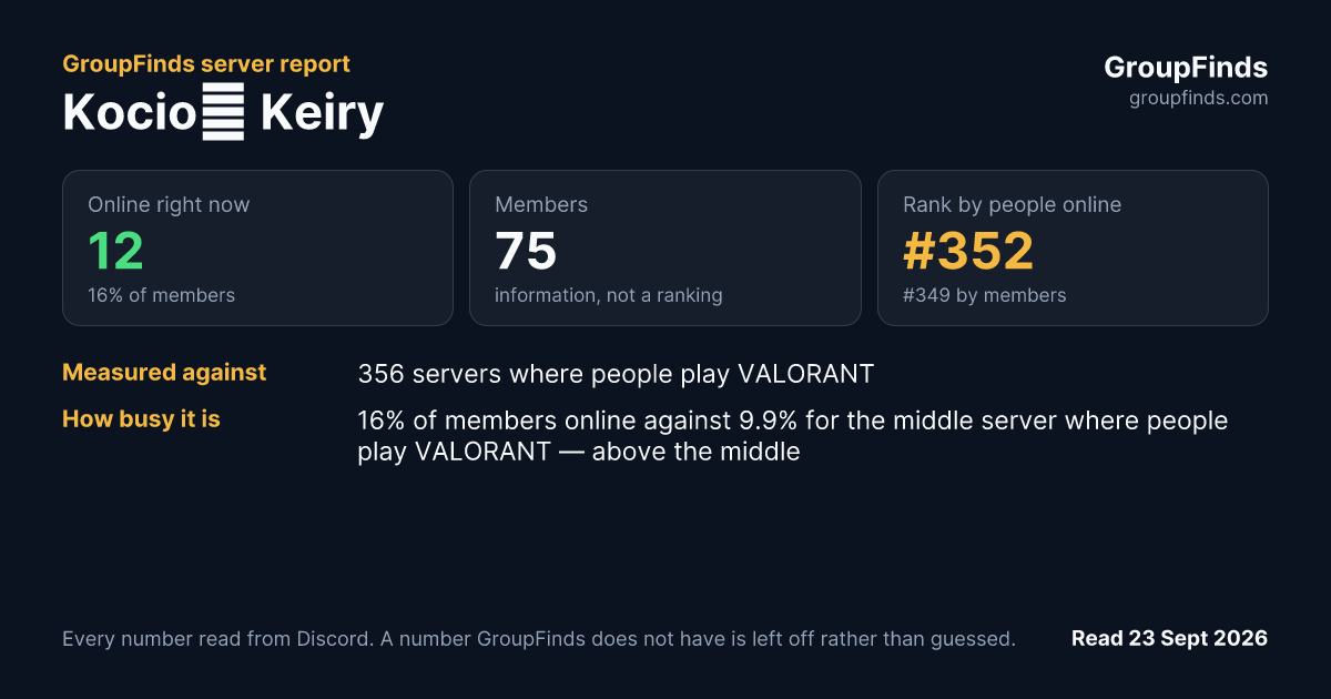 Kocioł Keiry's GroupFinds server report