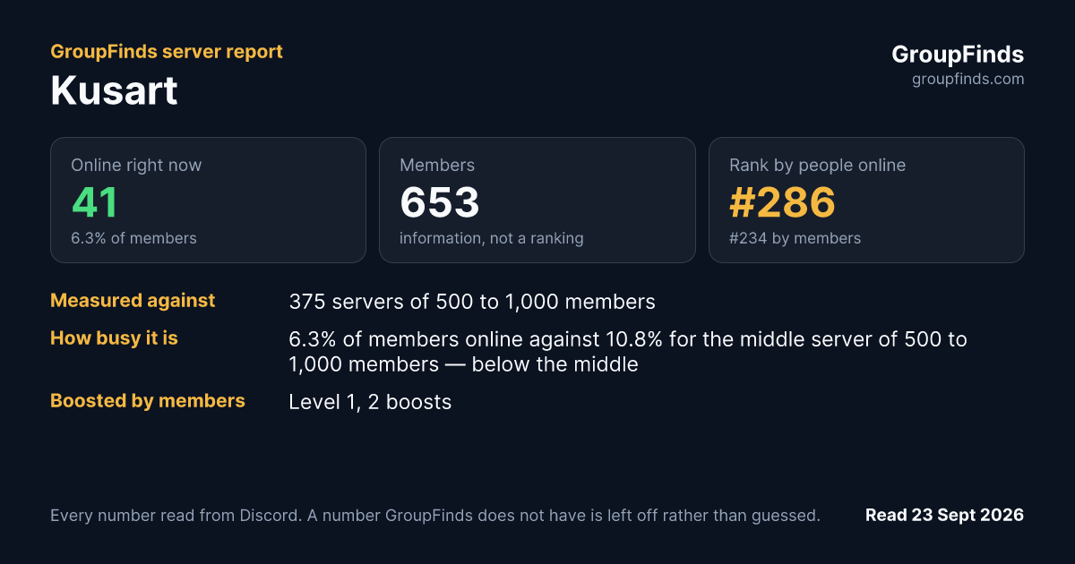 Kusart's GroupFinds server report