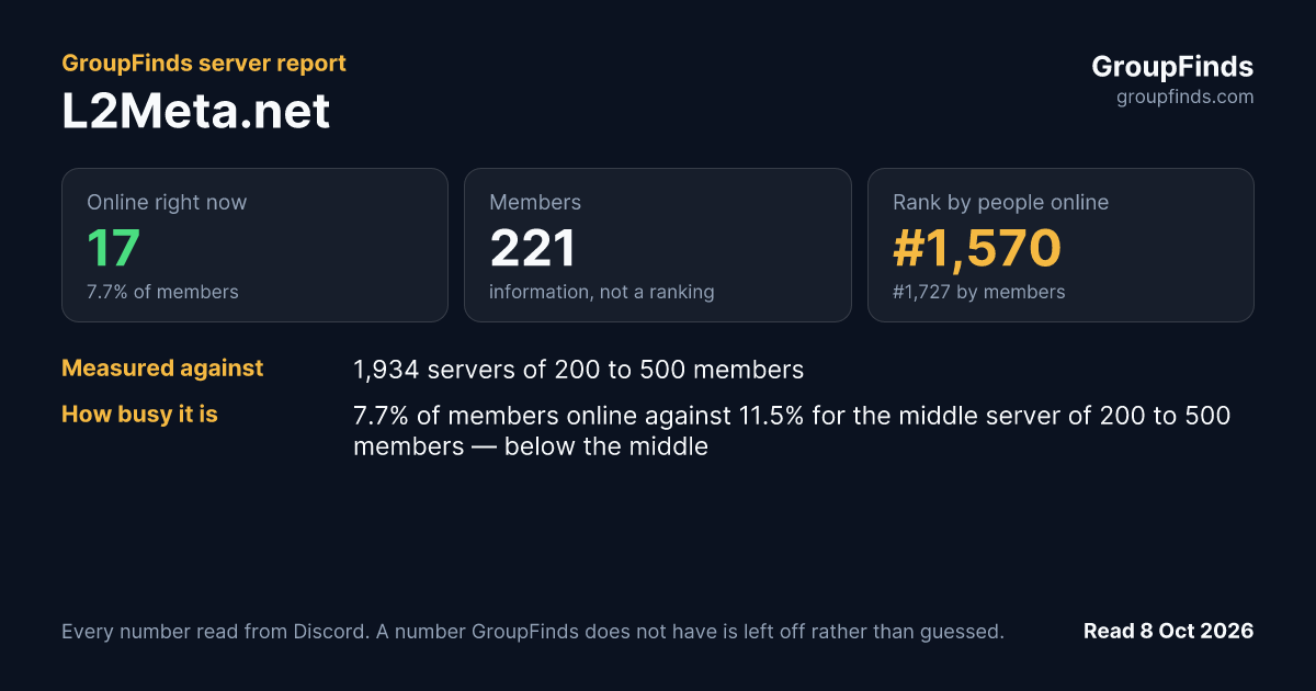 L2Meta.net's GroupFinds server report