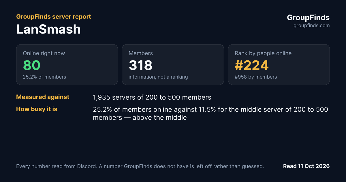 LanSmash's GroupFinds server report