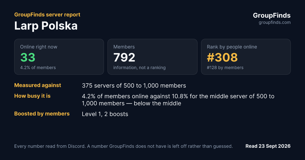 Larp Polska's GroupFinds server report