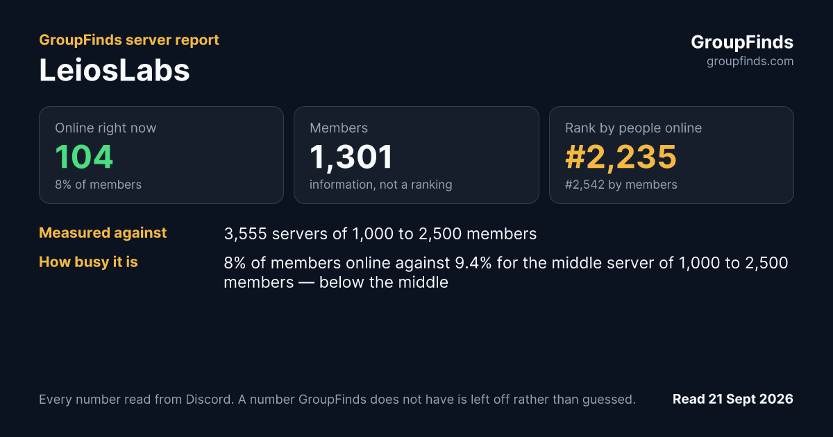 LeiosLabs's GroupFinds server report