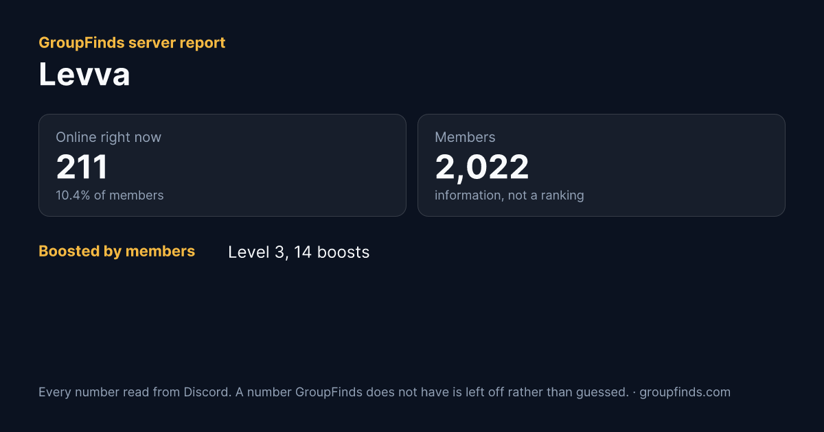 Levva's GroupFinds server report