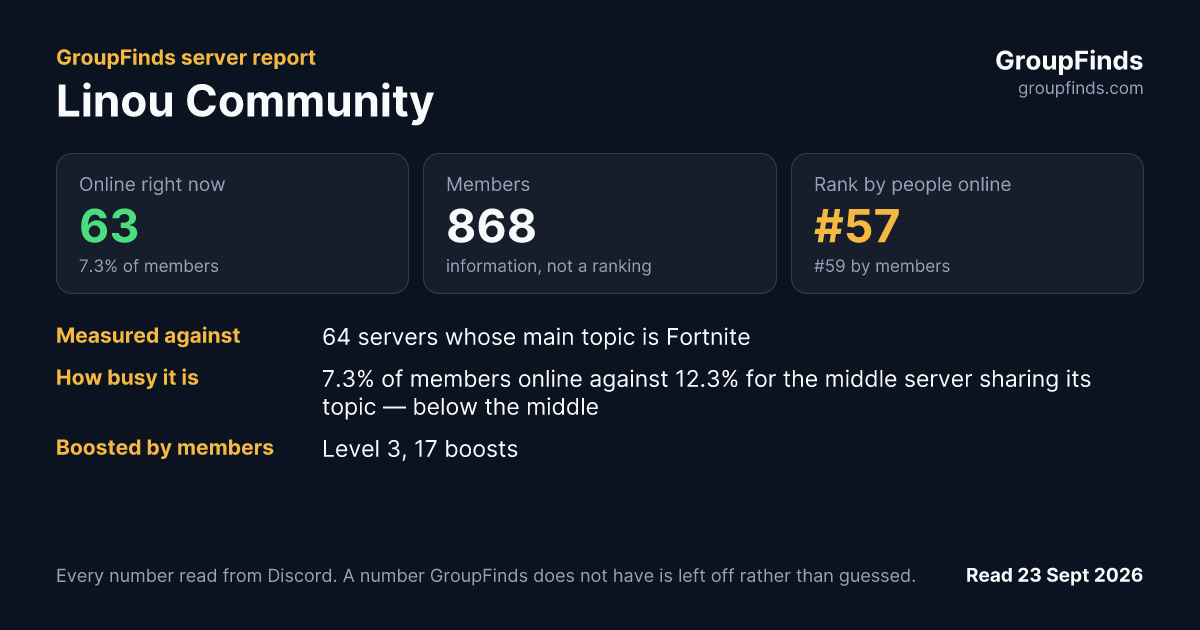 Linou Community's GroupFinds server report