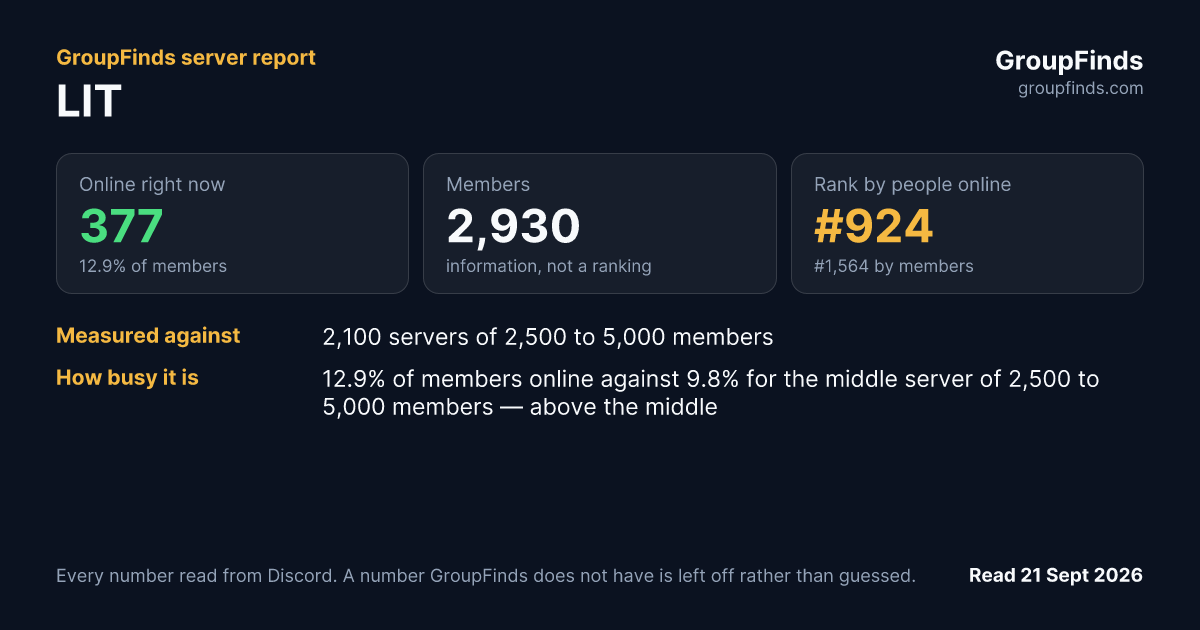 LIT's GroupFinds server report