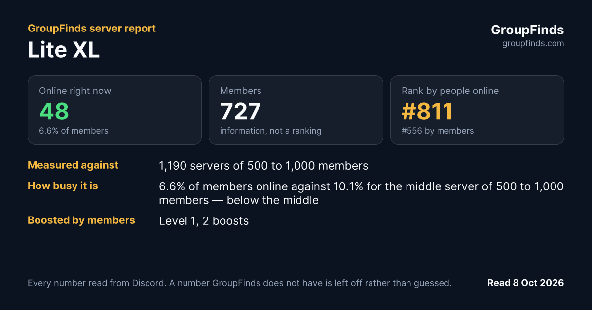 Lite XL's GroupFinds server report