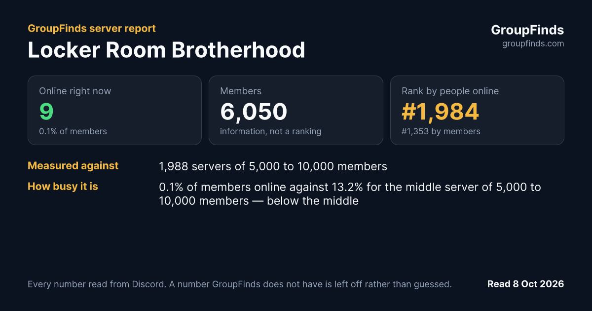 Locker Room Brotherhood's GroupFinds server report