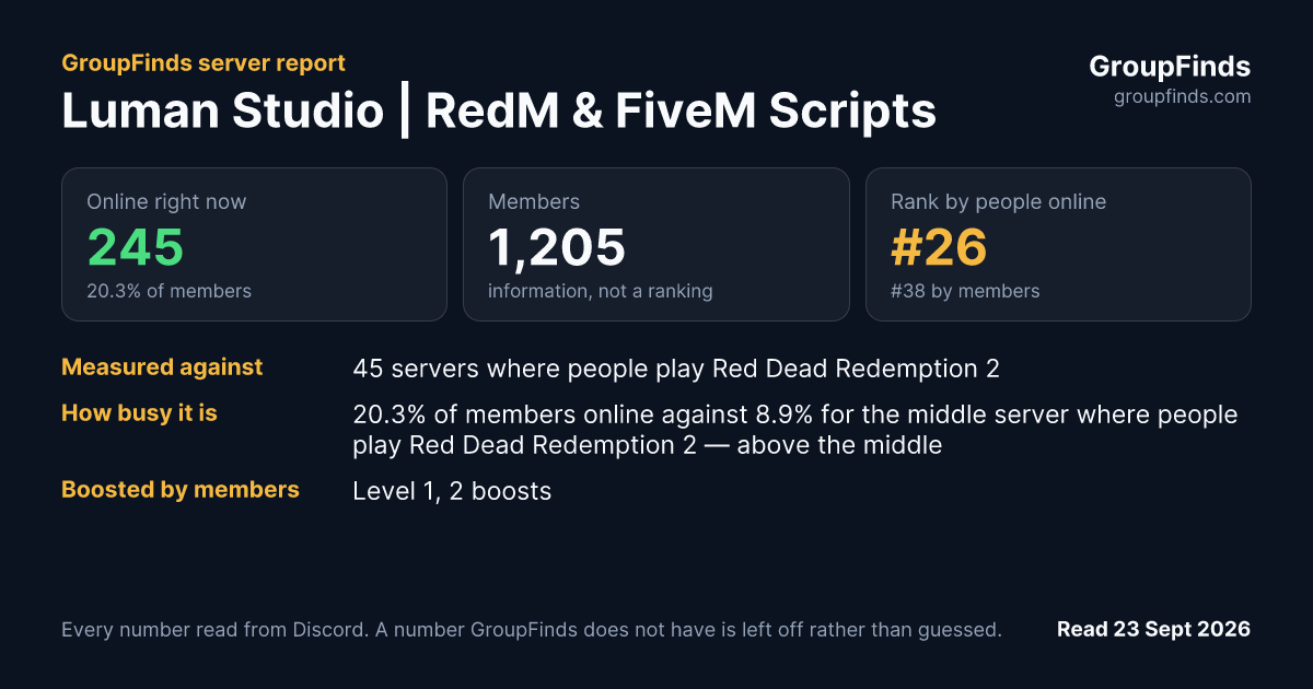 Luman Studio | RedM & FiveM Scripts's GroupFinds server report