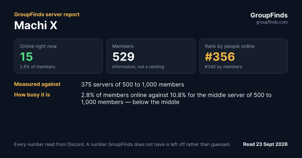 Machi X's GroupFinds server report
