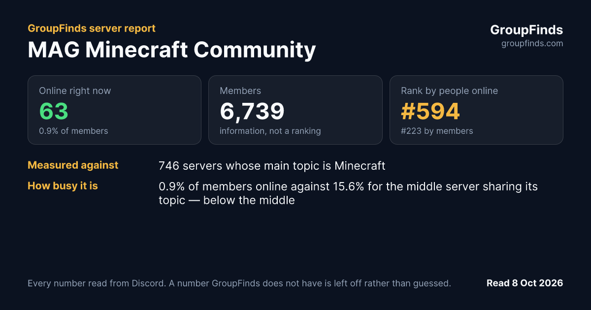 MAG Minecraft Community's GroupFinds server report
