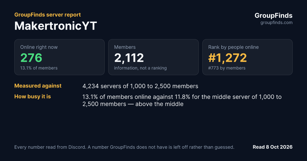MakertronicYT's GroupFinds server report