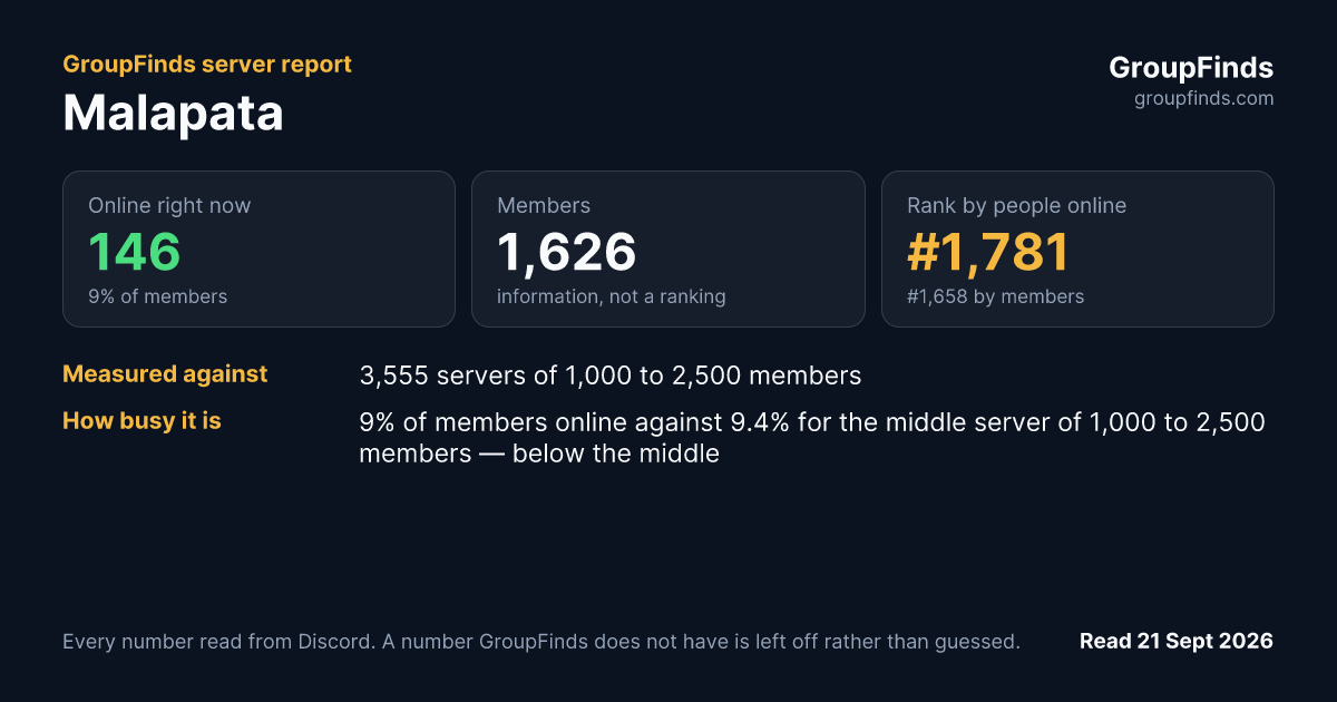 Malapata's GroupFinds server report