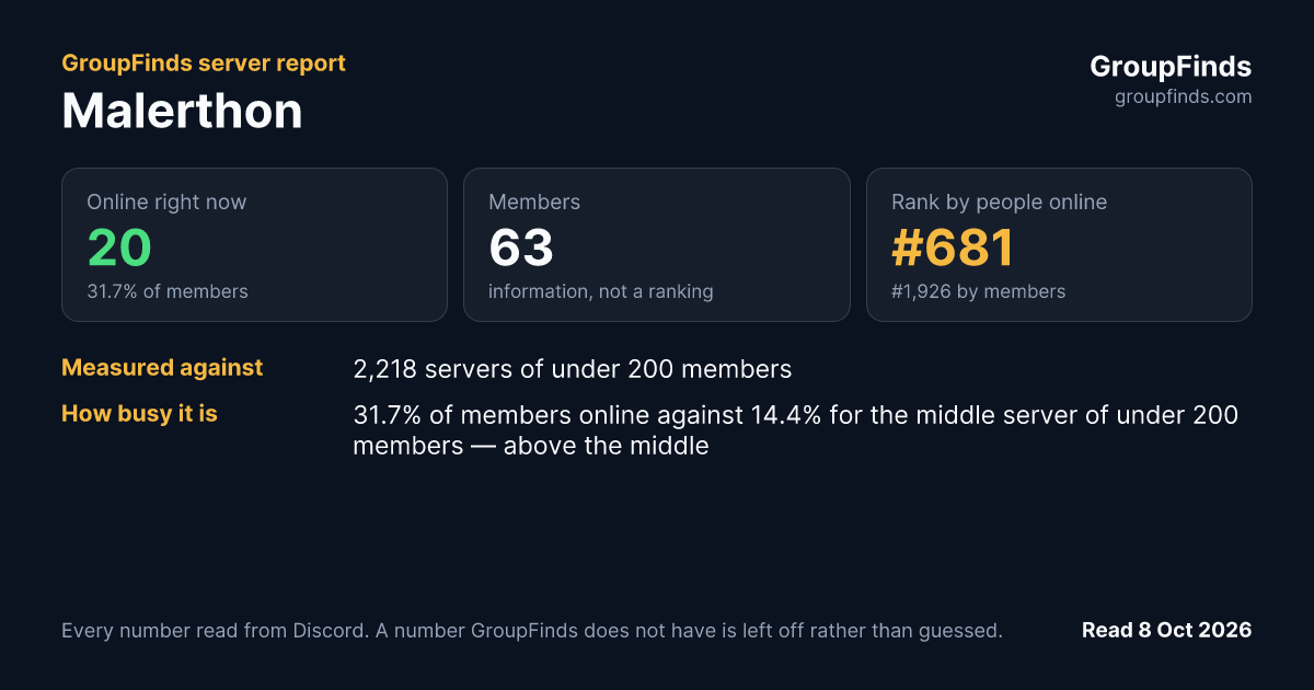 Malerthon's GroupFinds server report