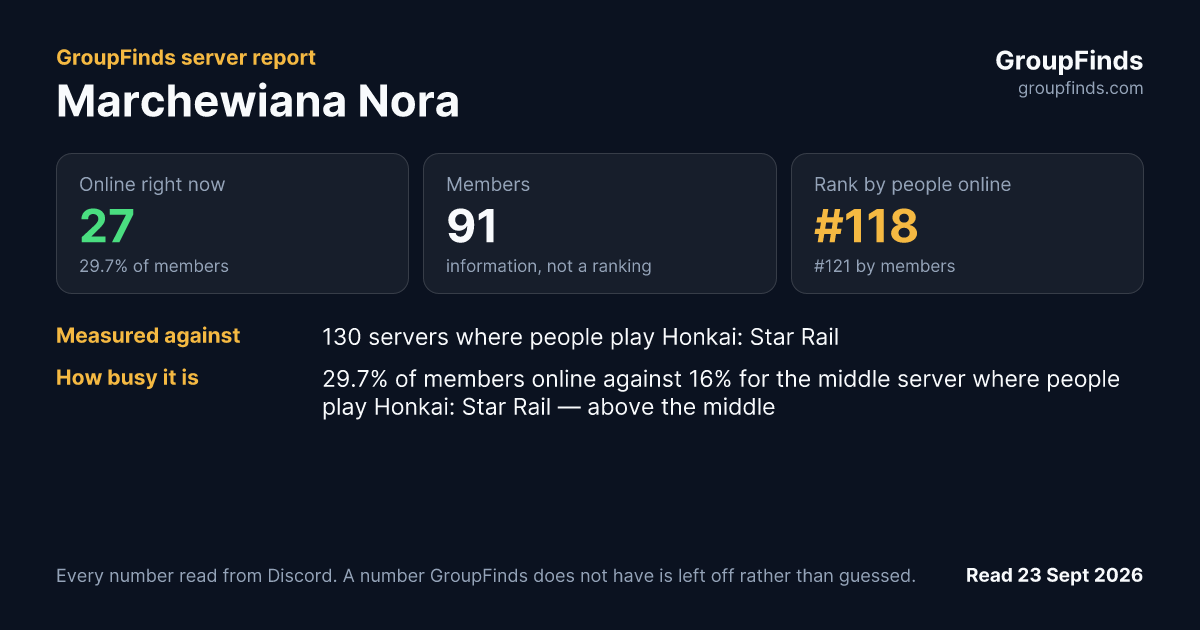 Marchewiana Nora's GroupFinds server report