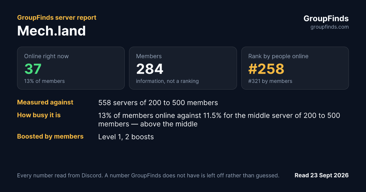 Mech.land's GroupFinds server report
